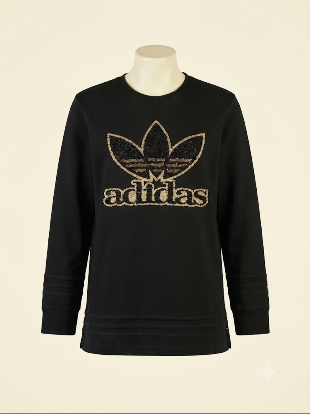 adidas Black Sweatshirt with Gold Trefoil Logo